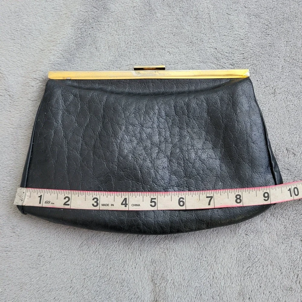 Vintage black genuine leather‎ Elegance brand clutch black purse clutch handbag